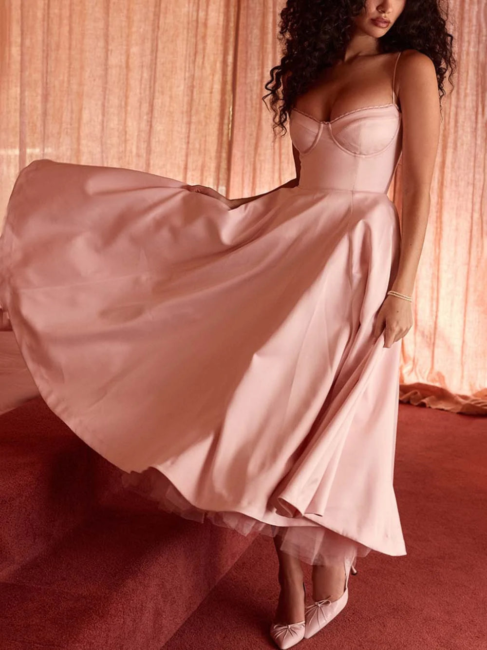 Sexy slim fit waist Midi Dresses