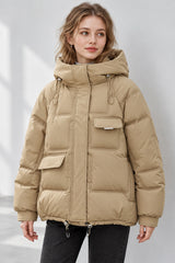 Cropped Insulated Cargo Puffer Jacket
