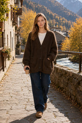 Loose Fit Rabbit Hair Knit Cardigan