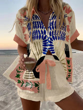 Graffiti Plant Print Shirt Shorts Set