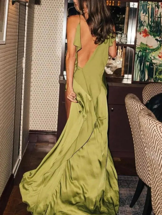 Cami Slit Casual Loose Satin Dress