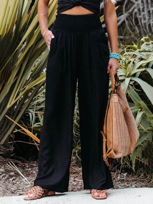 Smocked Pocketed Pants