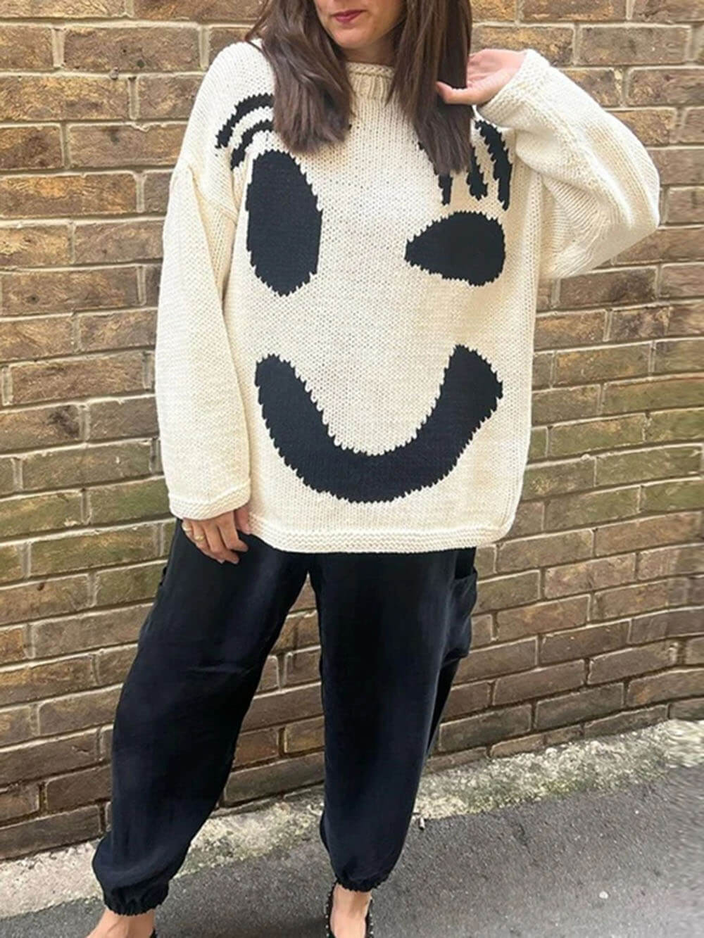 Feel Good Slogan Knit Sweater