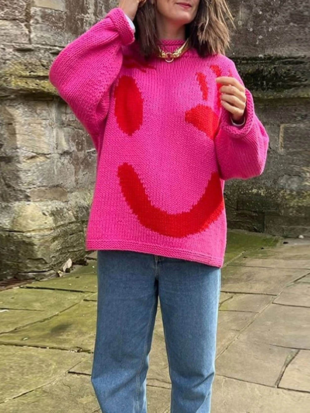 Feel Good Slogan Knit Sweater