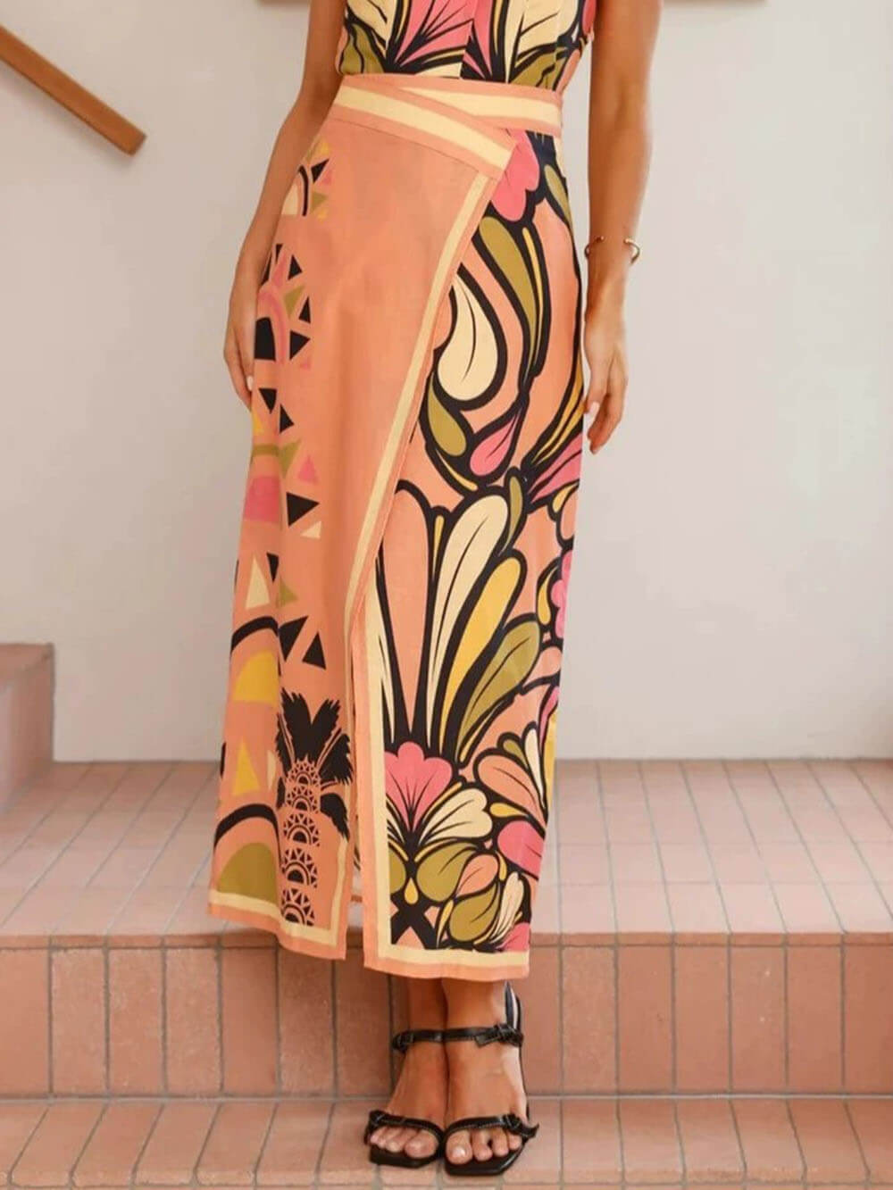 Floral Print Cardigan Skirt