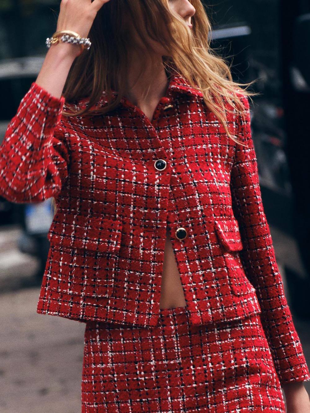 Tweed Plaid Casual Skirt