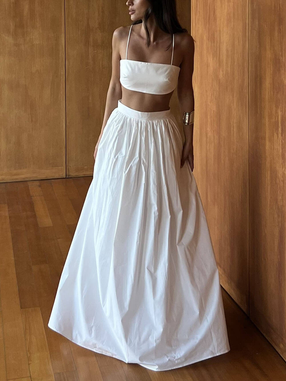 Cropped Top & Loose Maxi Skirt Set
