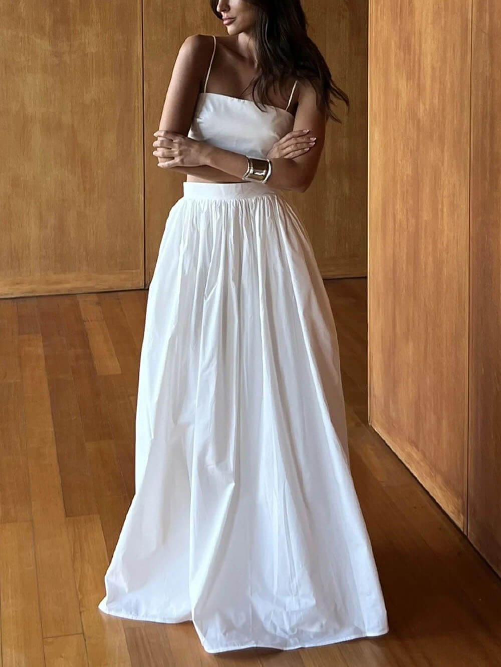 Cropped Top & Loose Maxi Skirt Set