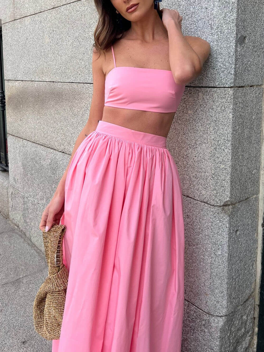 Cropped Top & Loose Maxi Skirt Set