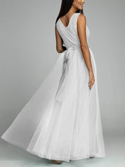 Sexy V-Neck High Slit A-Line Dress