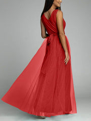 Sexy V-Neck High Slit A-Line Dress