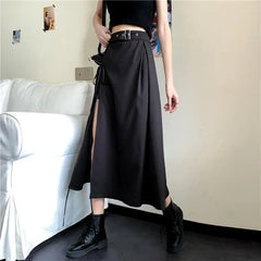 Dark Gothic High Waist Midi Skirt