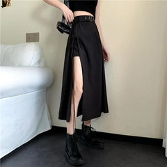 Dark Gothic High Waist Midi Skirt