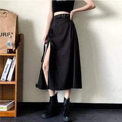 Dark Gothic High Waist Midi Skirt