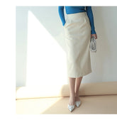 High Waist PU Leather Midi Skirt