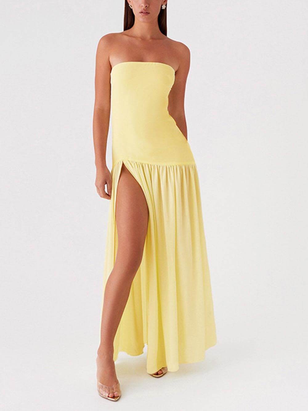 Exquisite Backless Pleated Strapless Dress