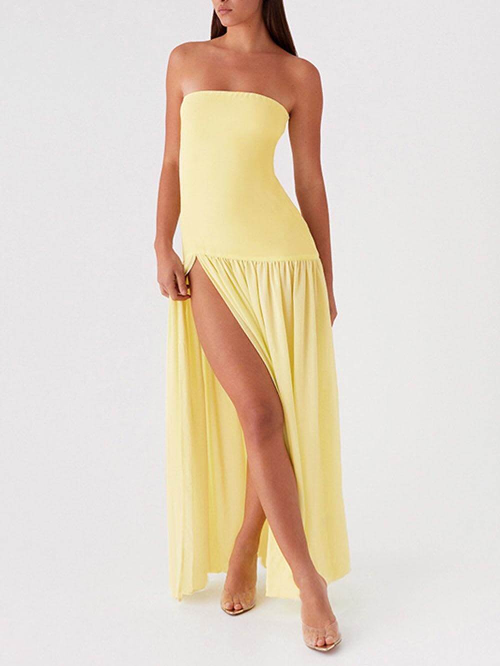Exquisite Backless Pleated Strapless Dress