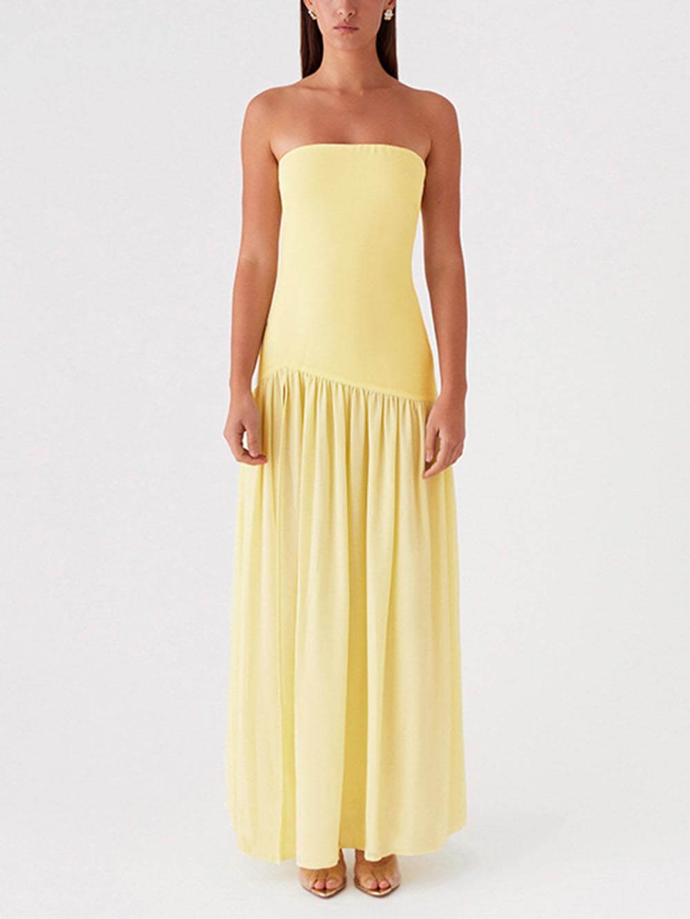 Exquisite Backless Pleated Strapless Dress