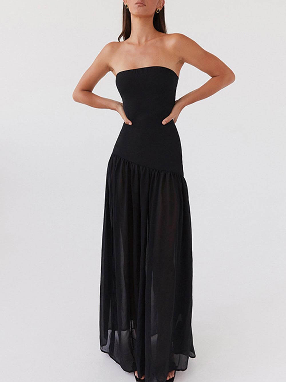 Exquisite Backless Pleated Strapless Dress