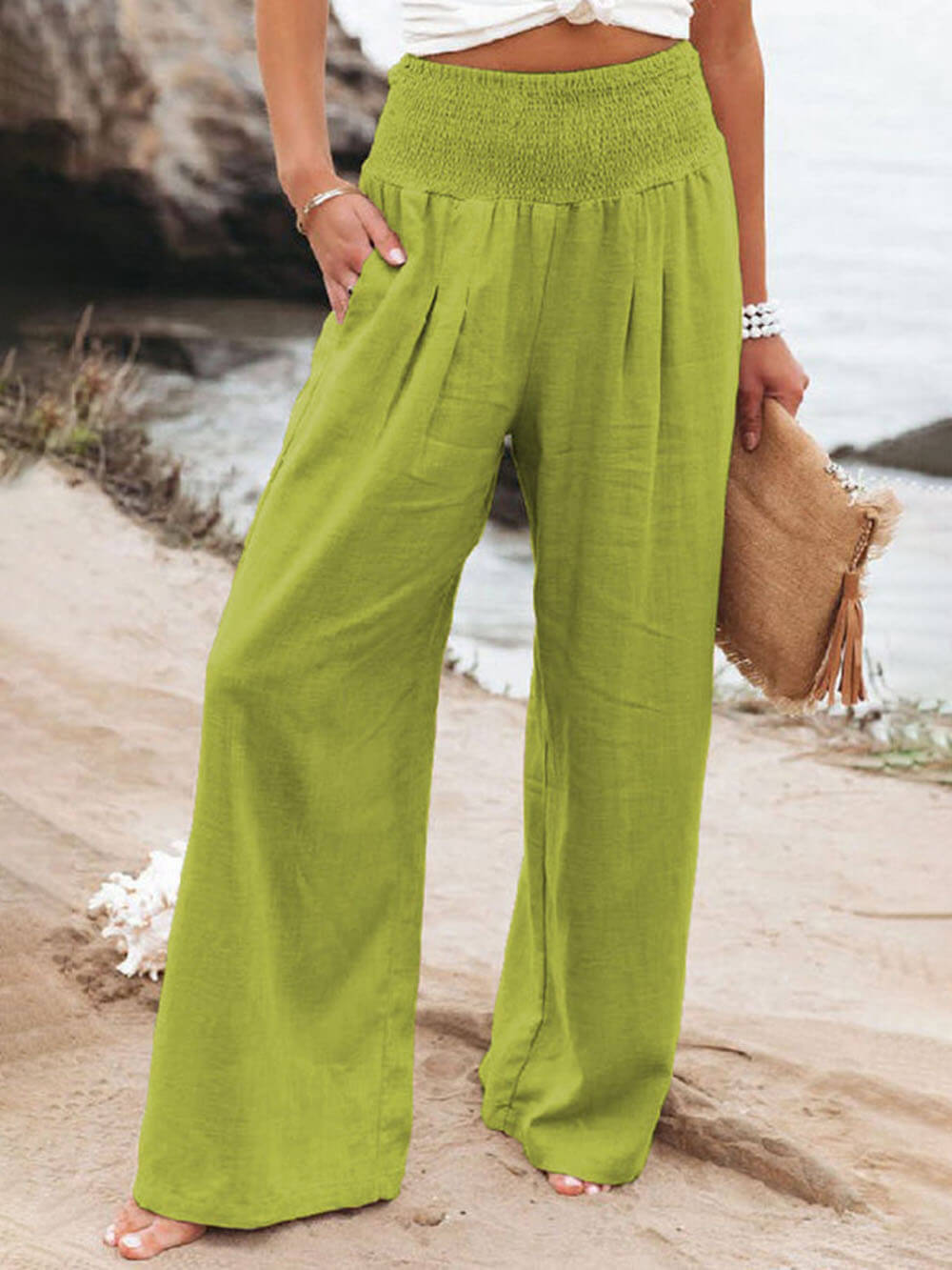Smocked Pocketed Pants