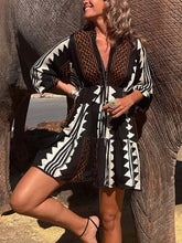 Vibrant Ethnic Print Elastic Babydoll Dress