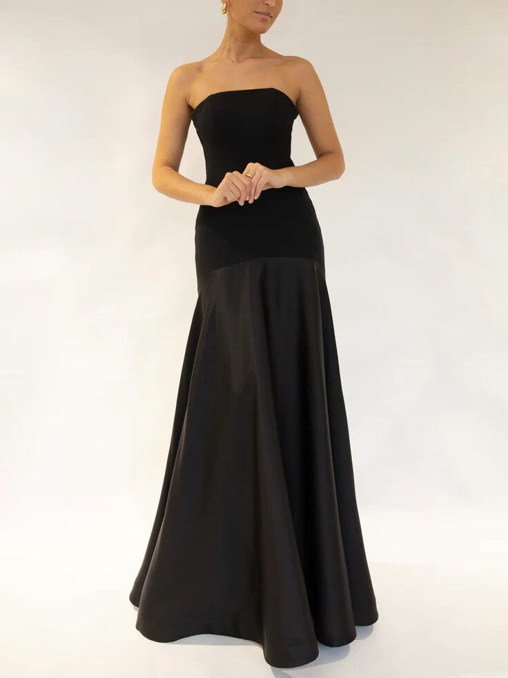 Strapless Sleeveless Fitted Solid Dress