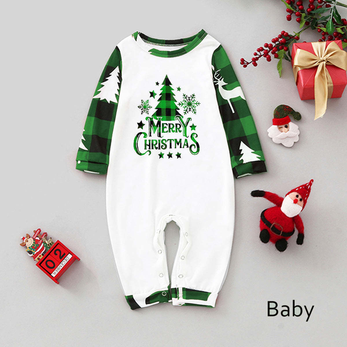 Green Plaid Christmas Family Pajamas (with Pet's dog clothes)
