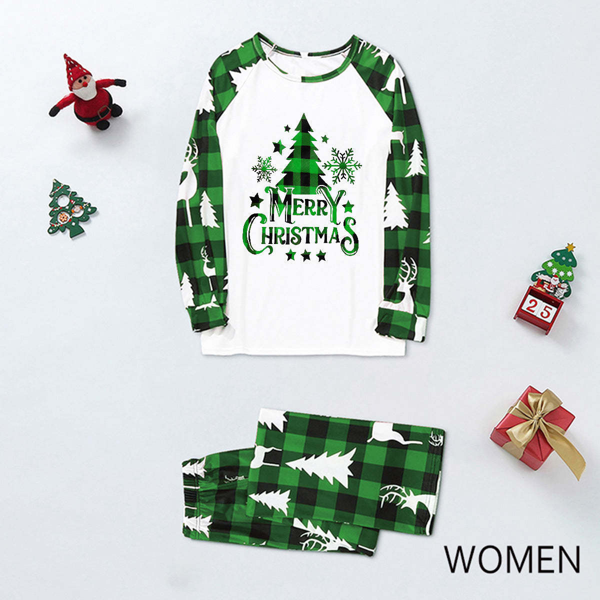Green Plaid Christmas Family Pajamas (with Pet's dog clothes)