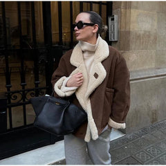 Faux Leather Warm Coat