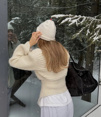 White Hollow Out Knit Cardigan