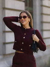 Cropped Single-Breasted Knit Cardigan