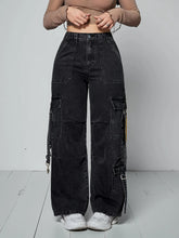 Elastic Waist Wide Leg Jeans