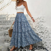 Floral Elastic Waist Maxi Skirt