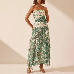 Off-Shoulder Pleated Maxi Dress