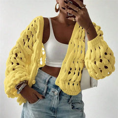 V-neck Crochet Knit Cardigan