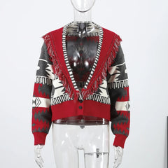 Boho Print Knit Cardigan