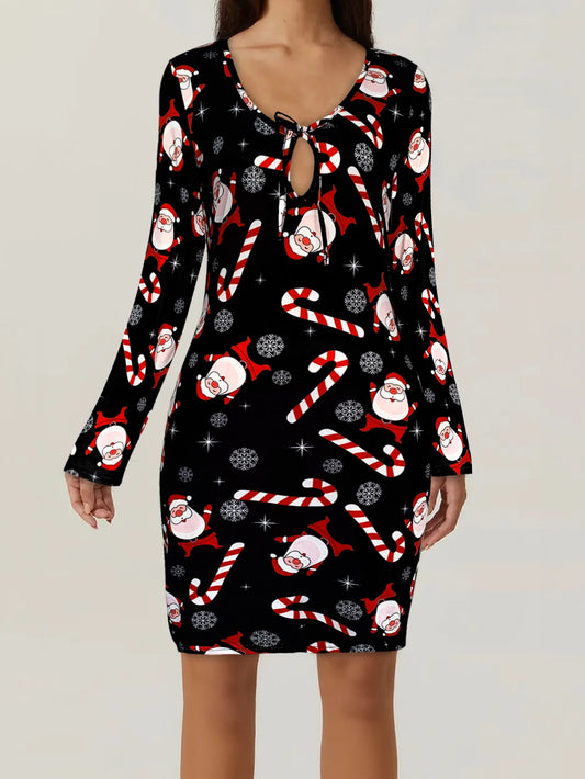 Christmas Print Bodycon Dress