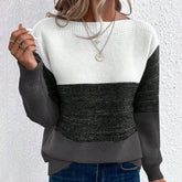 Contrast Color Round Neck Sweater