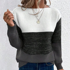 Contrast Color Round Neck Sweater