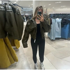 Lace-Up Leather Jacket