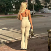 Backless Flare Leg Jumpsuit