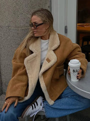 Faux Leather Warm Coat