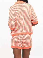 Contrast Knit Tee Shorts Set