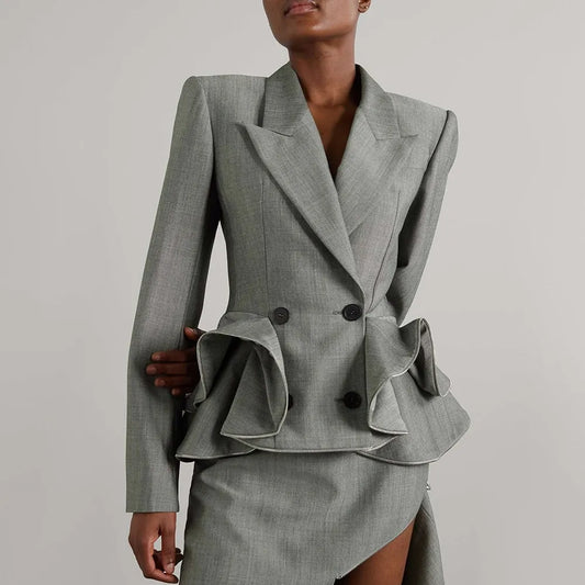 Notched Collar Solid Blazer