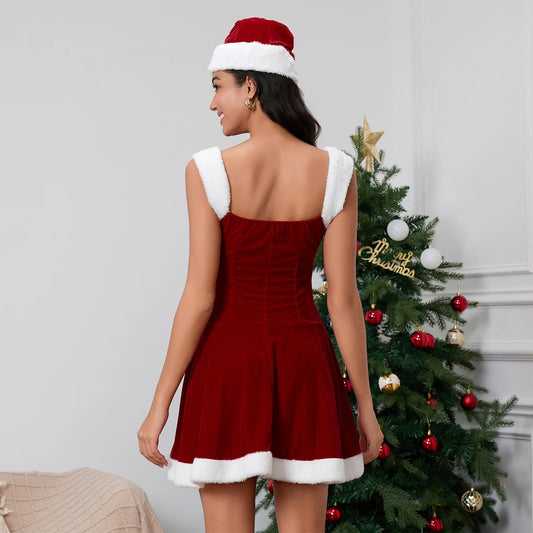 Belted Velvet Santa Dress