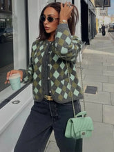 Argyle O-Neck Knit Cardigan