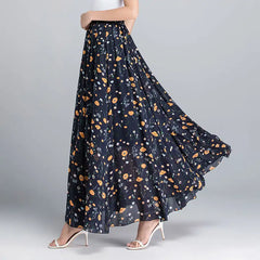 Chiffon Print A-Line Long Skirt