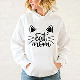 Cat Mom Print Fleece Hoodie