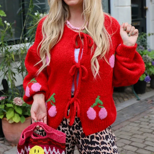 Pink Long Sleeve Knit Cardigan