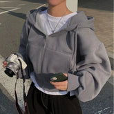 Y2K Zip Up Crop Hoodie